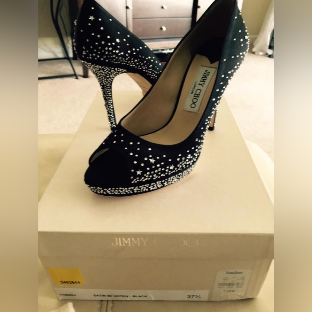 JIMMY Choo London Satin Hotflix black NIB - Picture 4 of 16